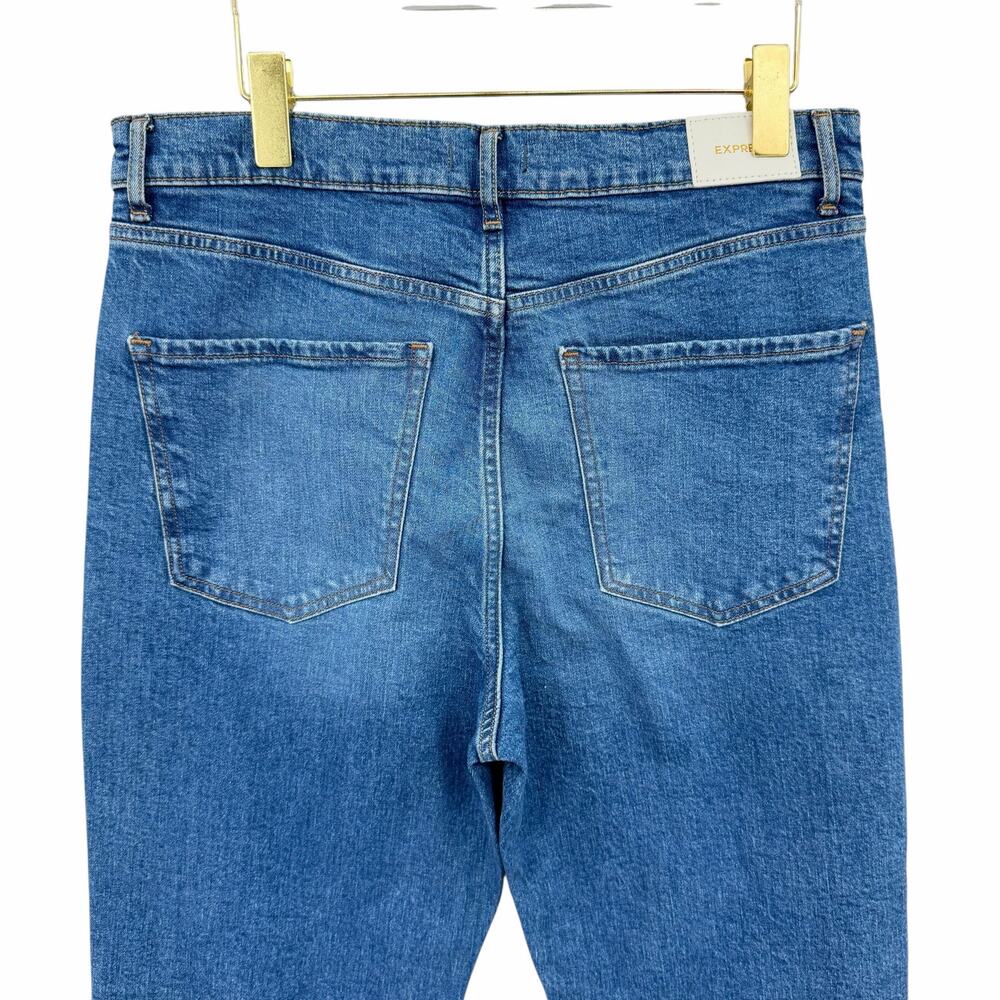 Express NWT 12 Regular Modern Straight Super High Rise Distressed Everyday Jeans - Picture 4 of 8